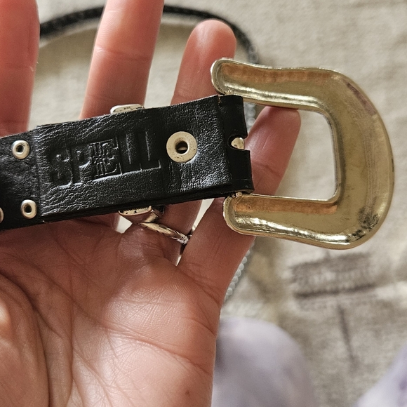 Spell Studded Leather Belt M/l - Picture 2 of 5